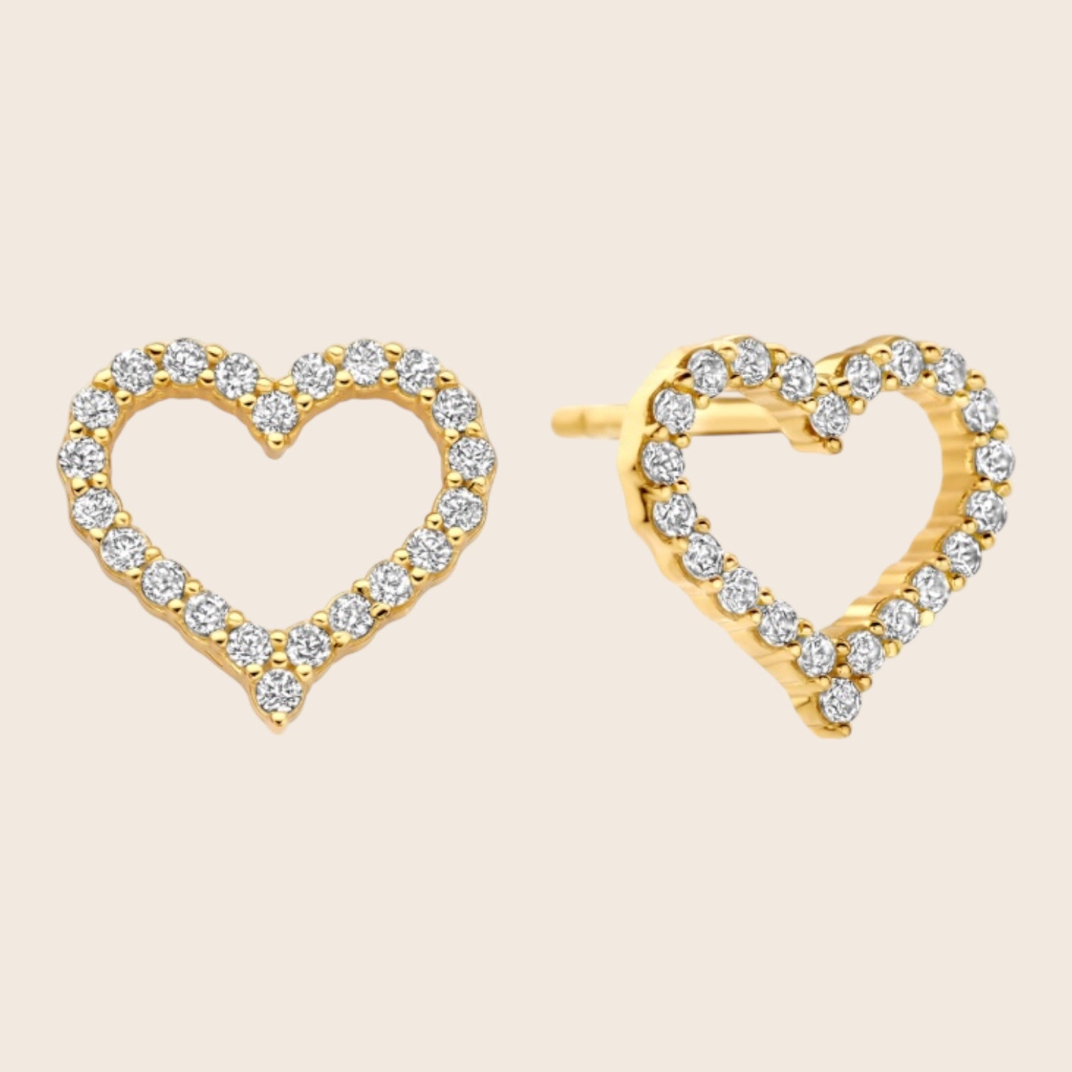 „Amora“ Herz Ohrstecker aus 925 Silber 18K vergoldet