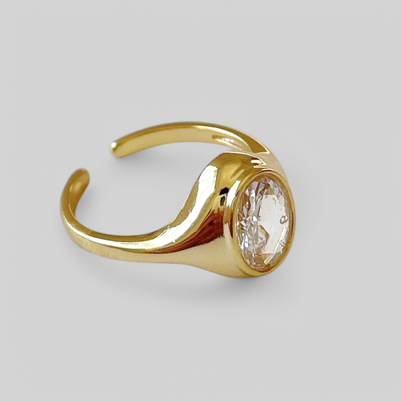 Großer klassischer Vintage Zirkon Ring aus 925 Silber vergoldet
