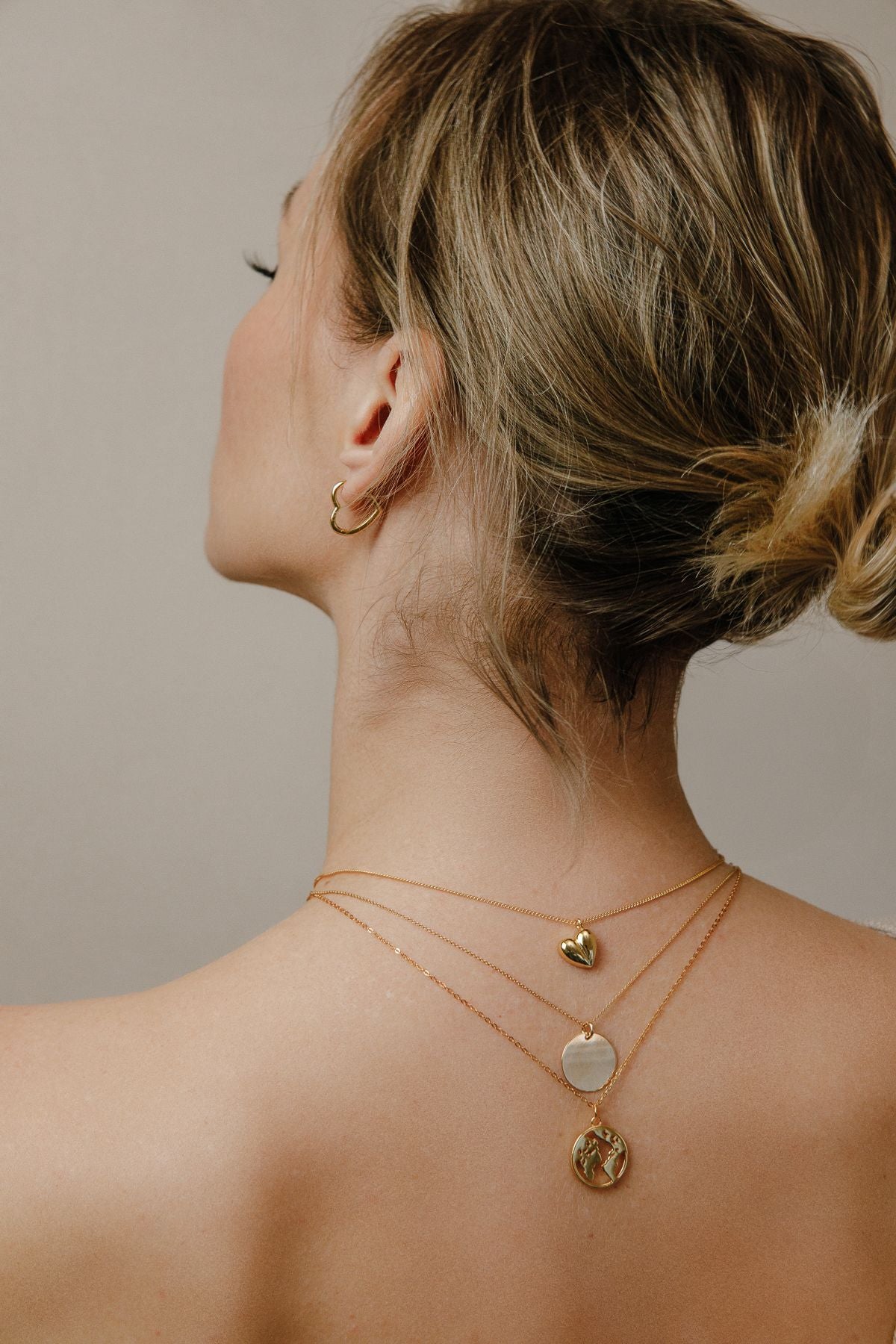 World Map Earth Necklace made of 925 Silver Gold Plated