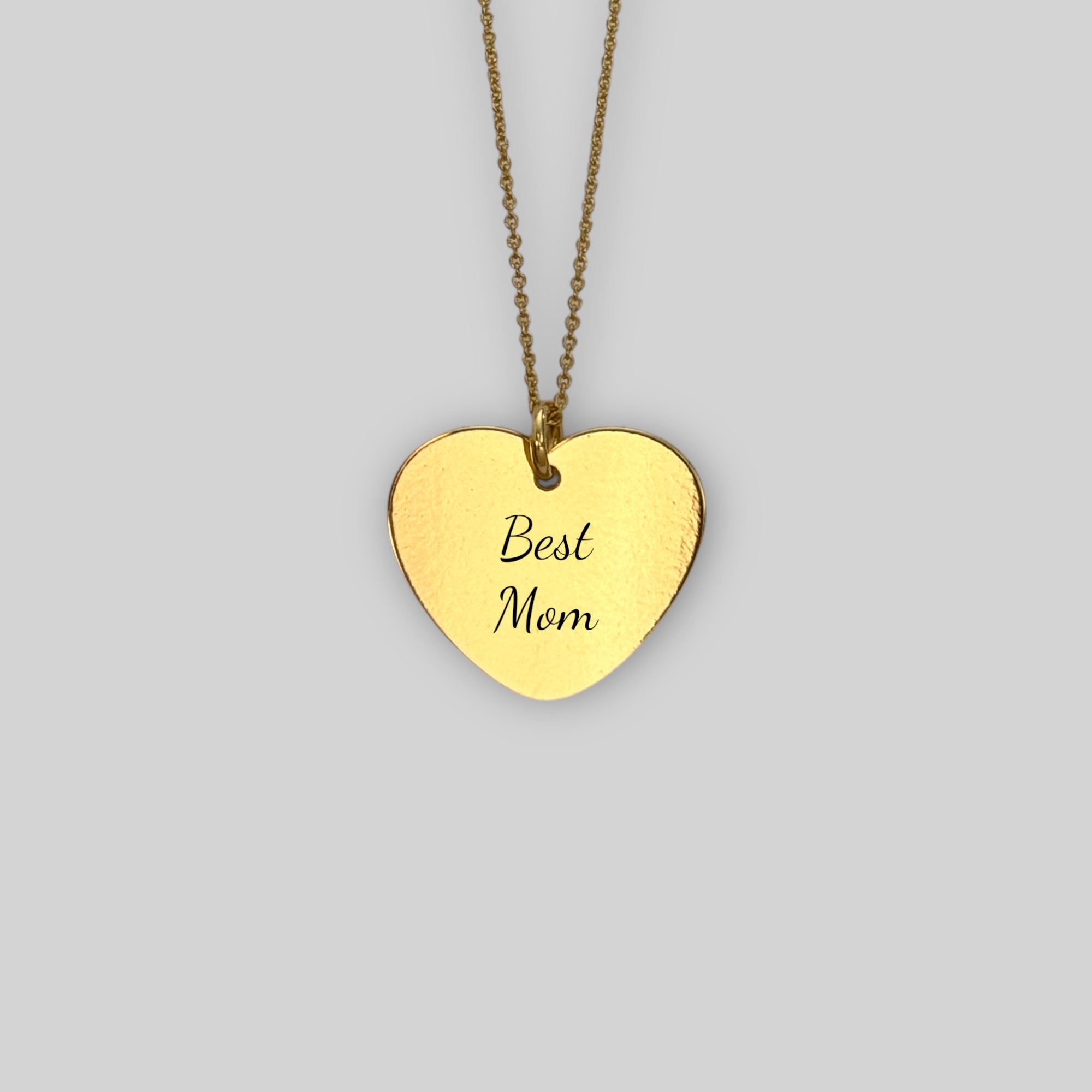 Personalized “Best Mom” engraved heart-shaped necklace – 925 silver 18K gold-plated