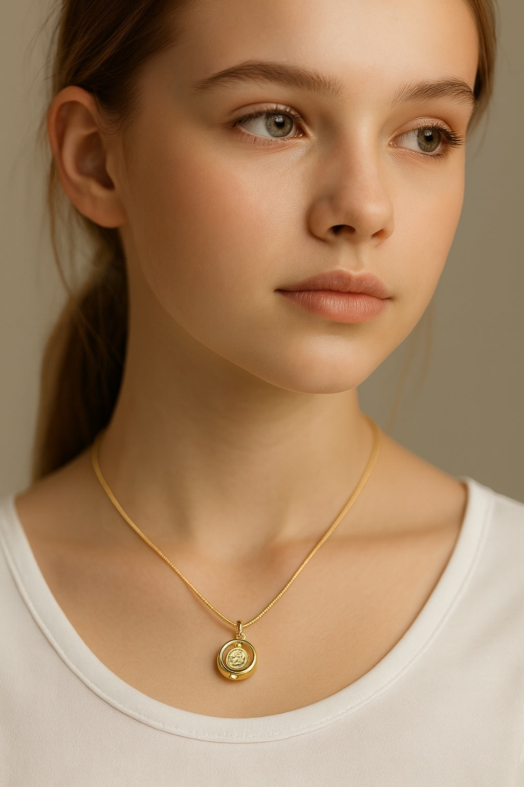 333 Gold Taufring mit Engel & Zirkonia