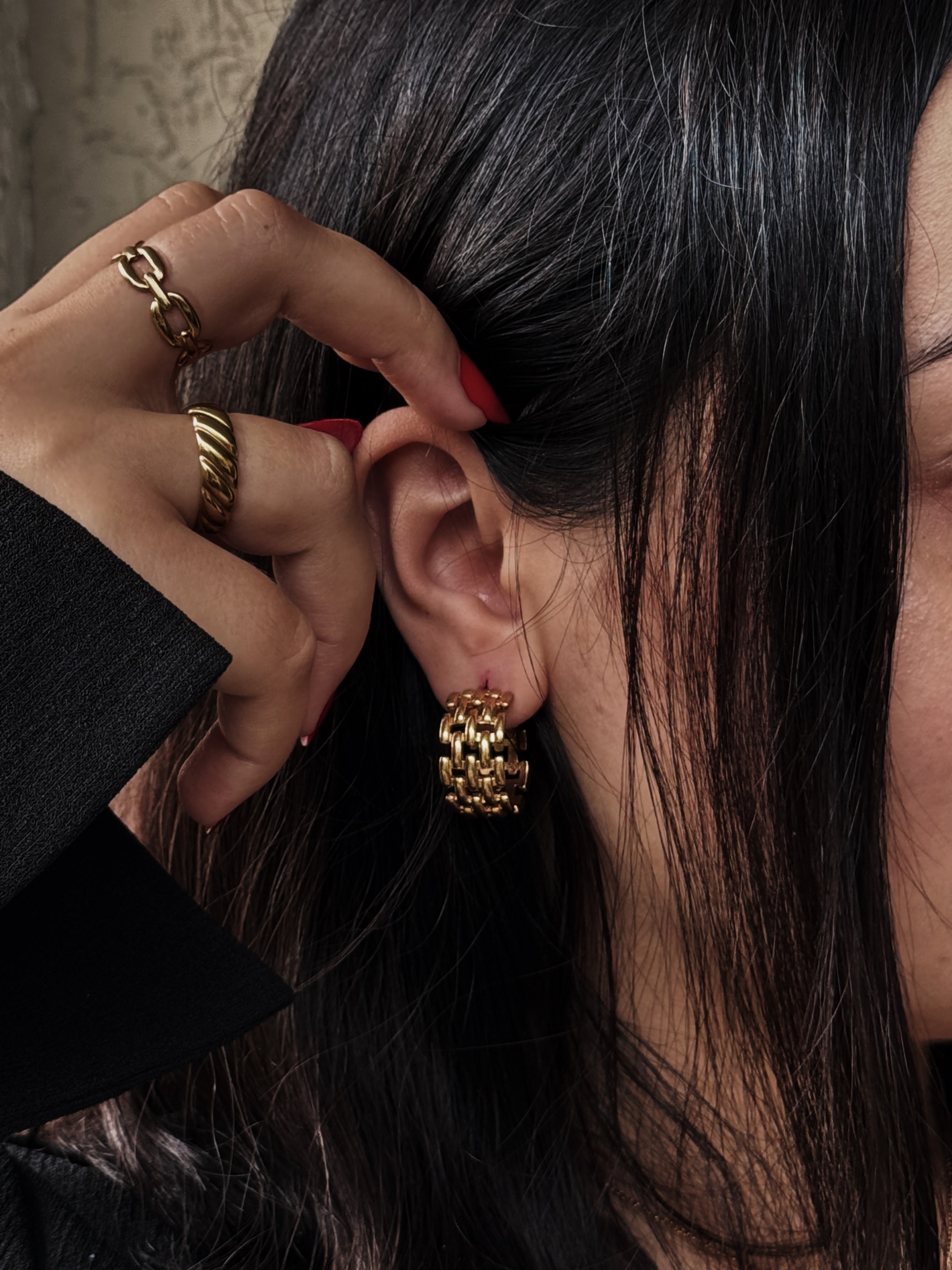 Chunky Chain Hoop Earrings – 18K Gold Plated Stainless Steel