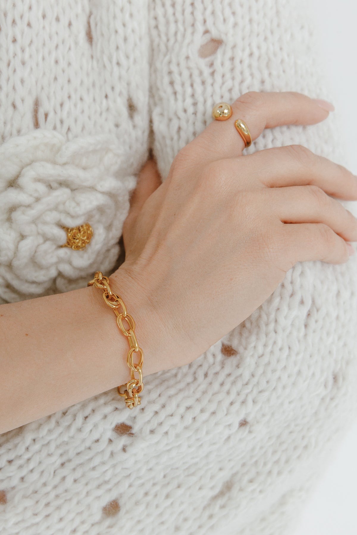 Statement Chunky Vintage Chain Armkette aus 925 Silber 18K vergoldet