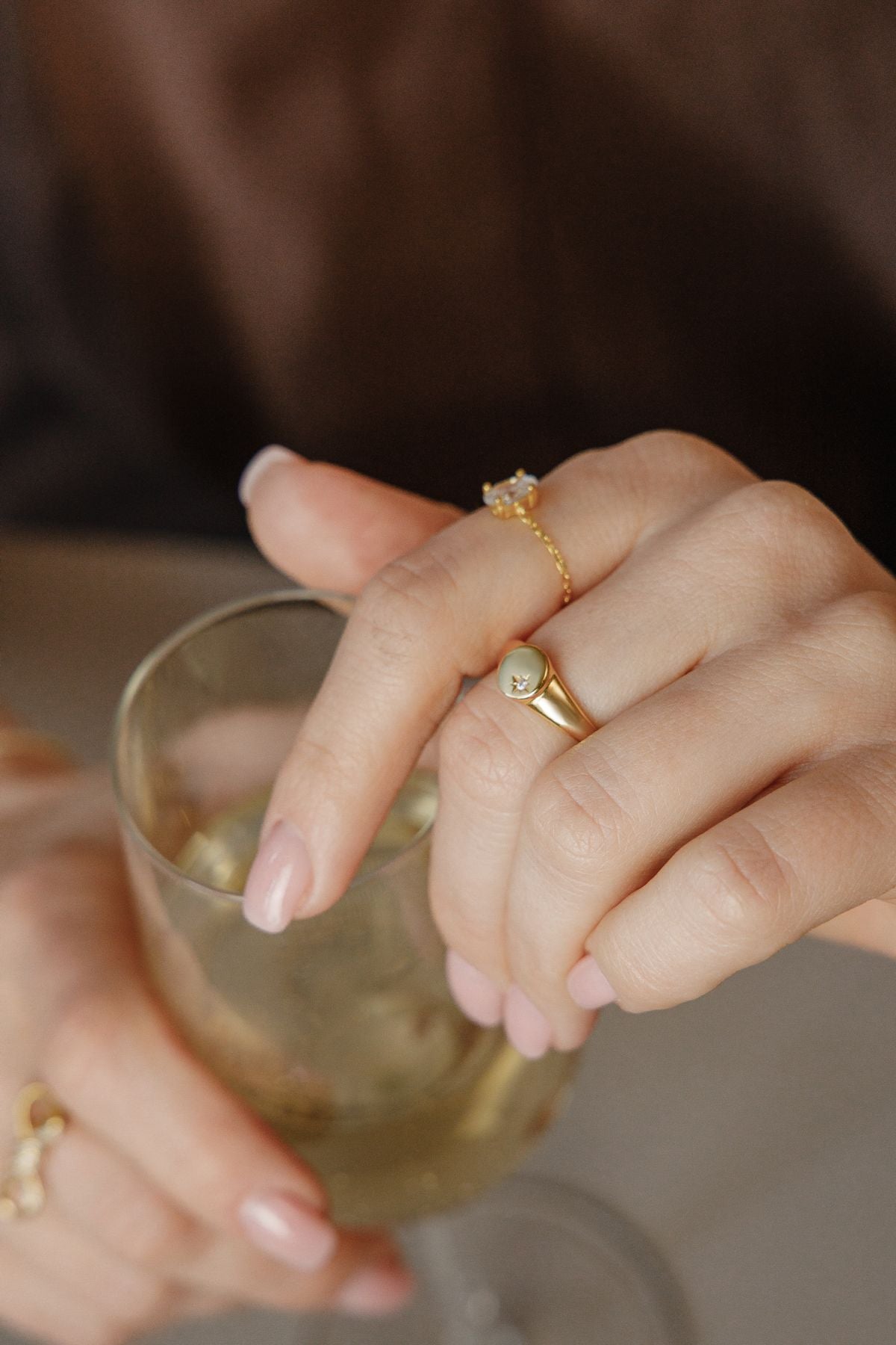 Zirkonia Charm-Ring – Größenverstellbar aus vergoldetem 925er Silber