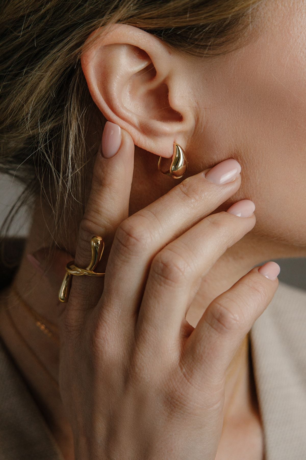 Drop Tropfen Creolen – aus 925er Silber 14K vergoldet - NINASIA