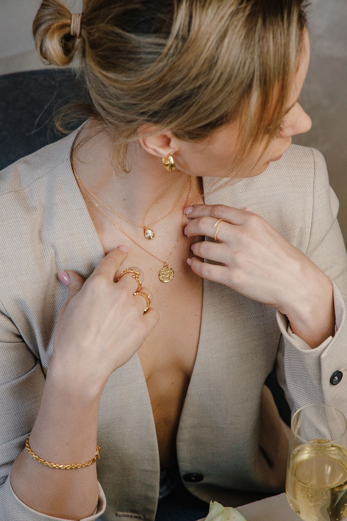 Napoleon Coin – Runde Halskette, zweiseitig, aus 925 Silber 18K vergoldet - NINASIA