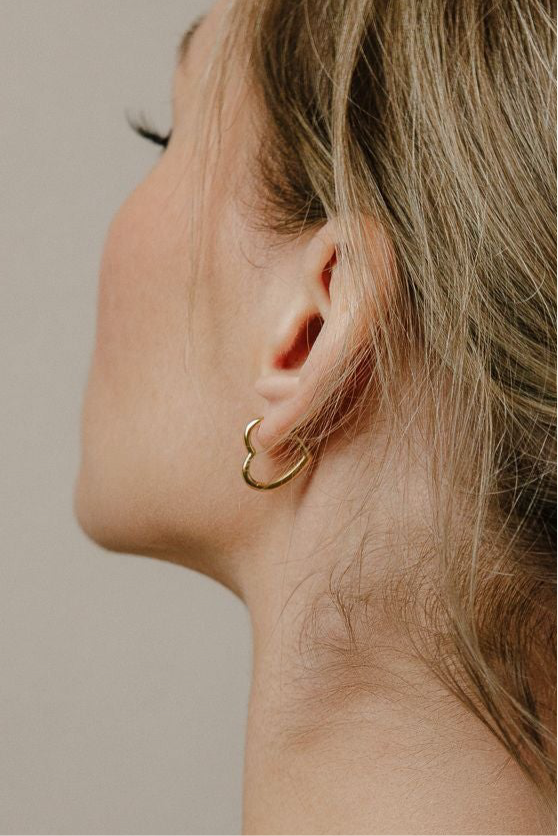 Boucles d'oreilles créoles en forme de cœur – en argent 925 plaqué or 18 carats
