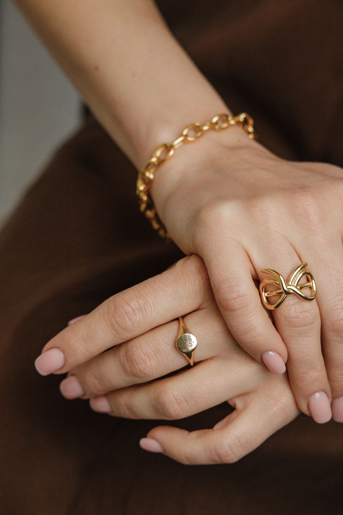 Chaîne Statement – Bracelet en argent 925 plaqué or 18 carats