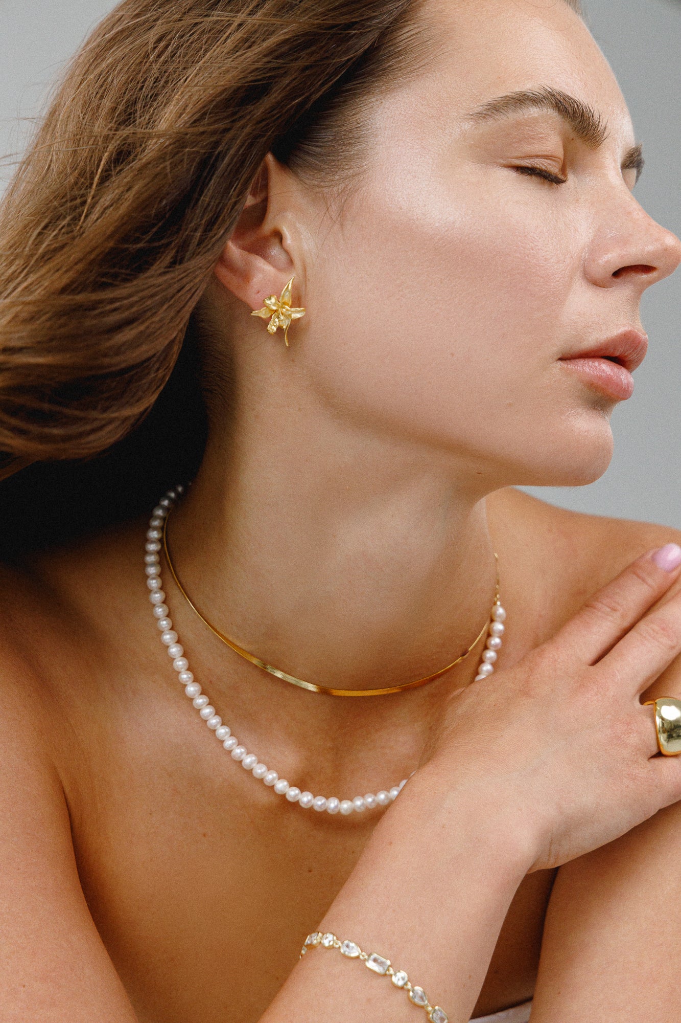 Echte Süßwasser-Perlenkette – klassische Halskette in 925 Silber 14K vergoldet