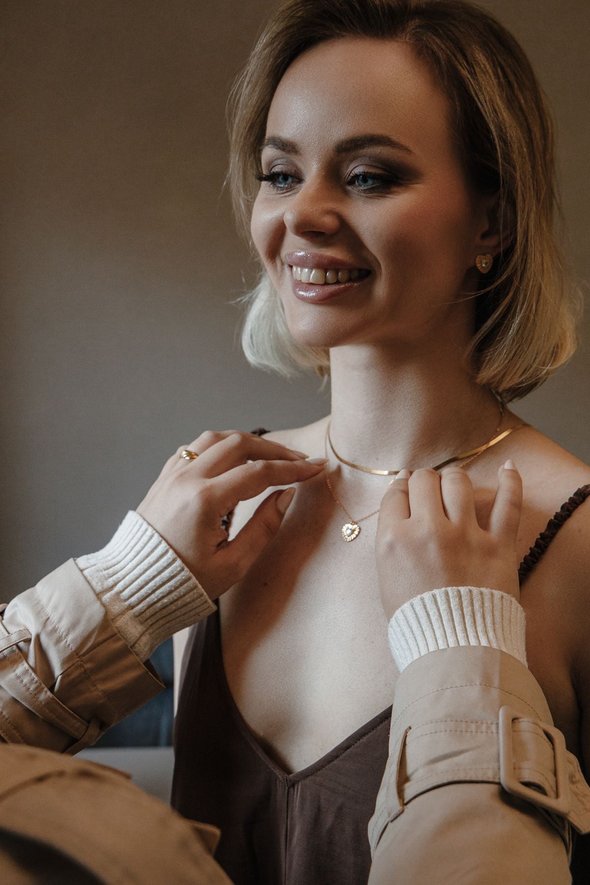 Tulpen Design herzförmige Zirkonia Halskette aus 925 Silber 18K vergoldet - NINASIA