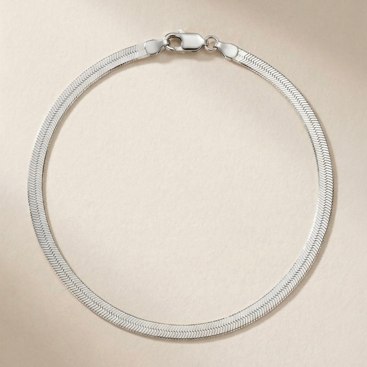 Herren Armband mit flacher Schlangenkette, Herringbone-Kette – 925 Silber, 18K vergoldet, Unisex