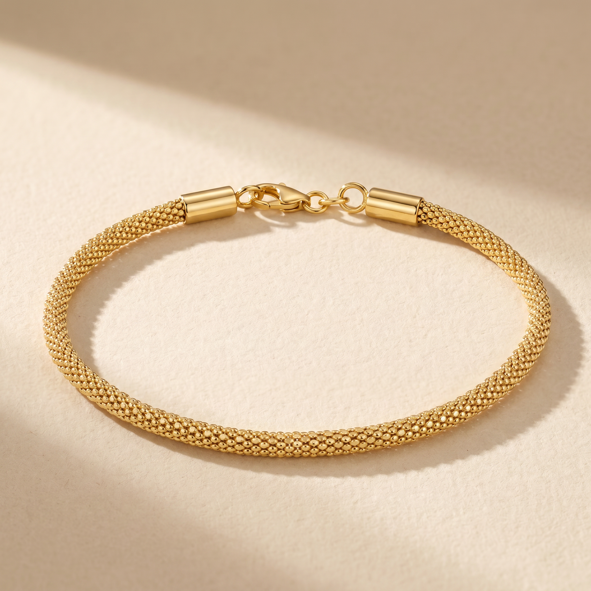 Diamond-Cut Popcorn Armband aus 925 Silber vergoldet - NINASIA