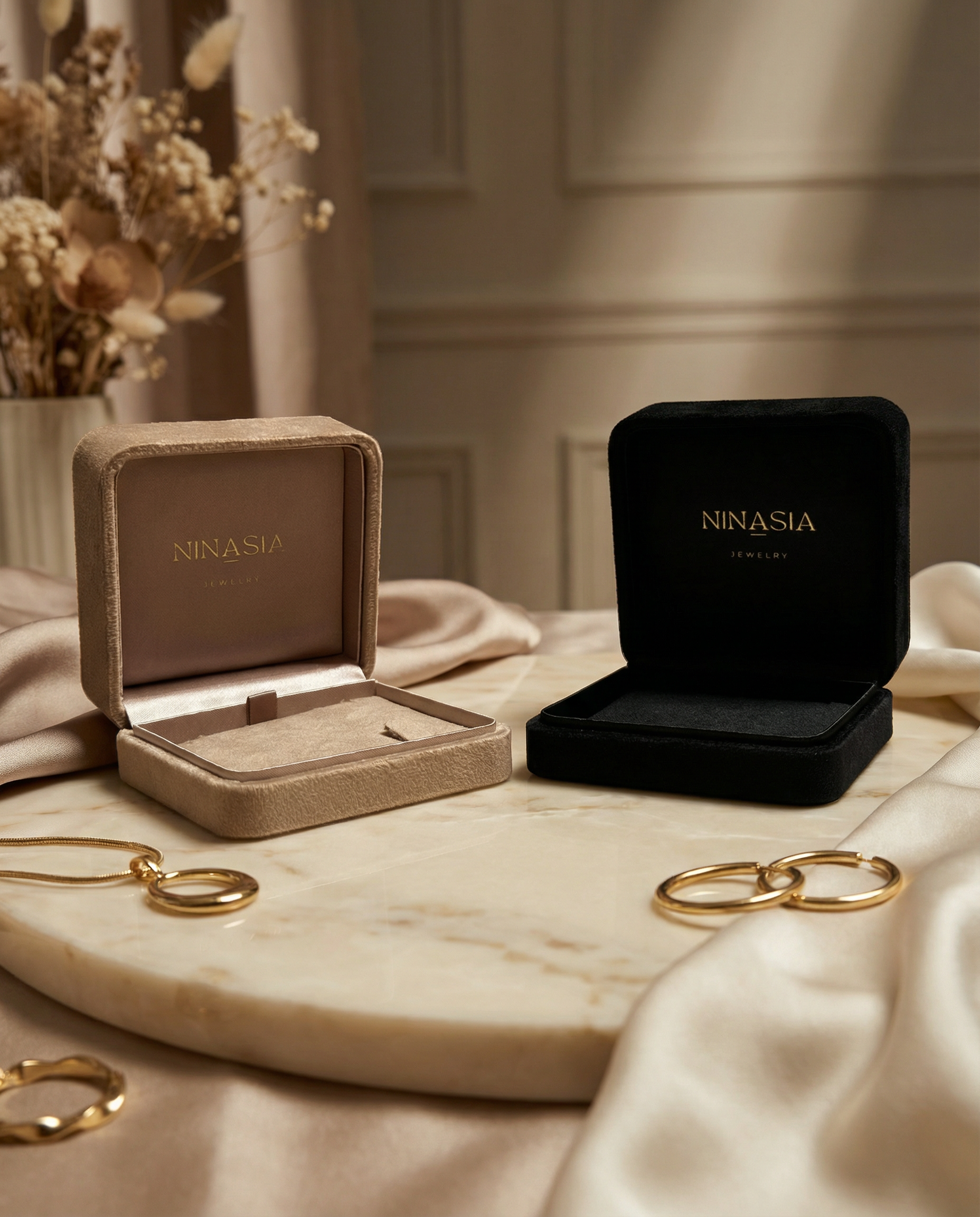 NINASIA Schmuckbox aus Velours – edle Geschenk- und Aufbewahrungsbox