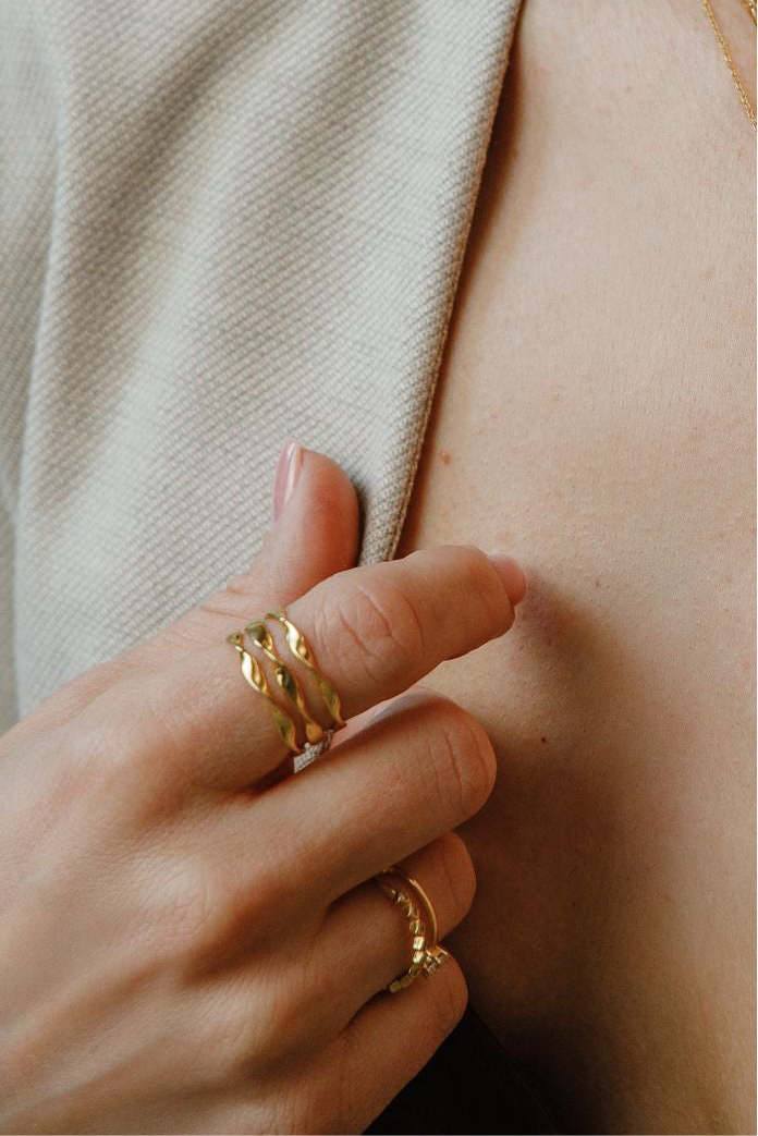 Wellen Ring – aus 925er Silber 18K vergoldet