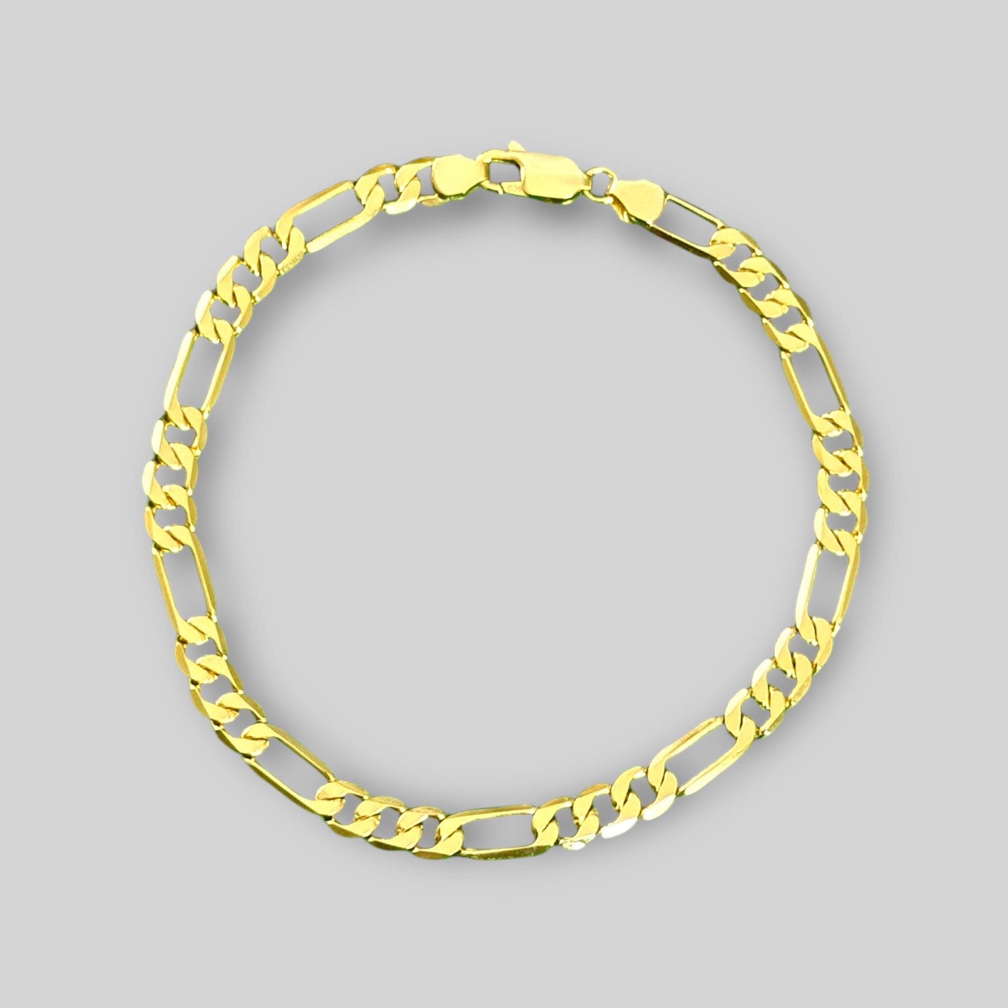 Men's Figaro Bracelet with Diamond Cut – 925 Silver, 18K Gold Plated, Unisex