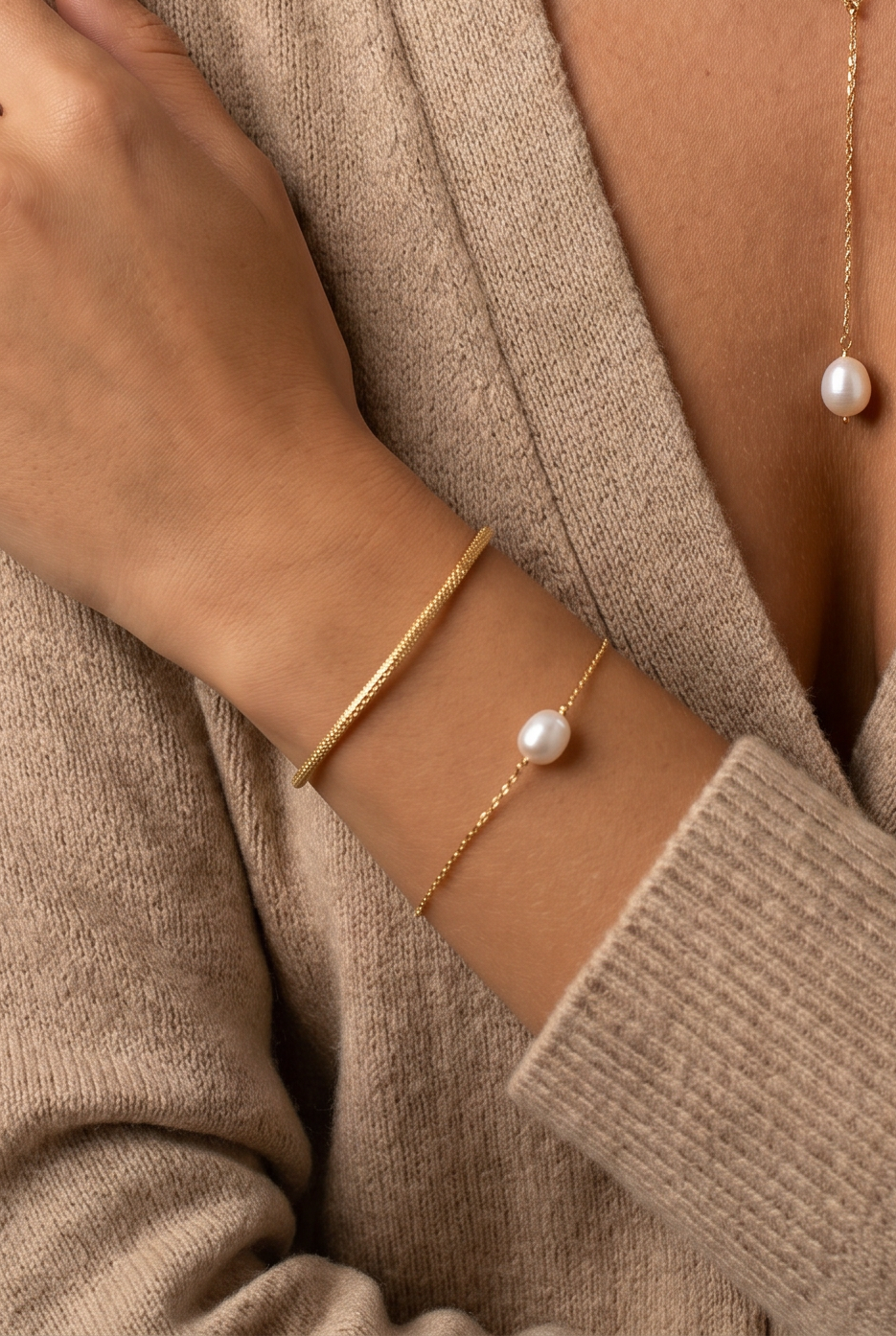 Armband mit Süßwasserperle aus 925er Silber vergoldet - NINASIA