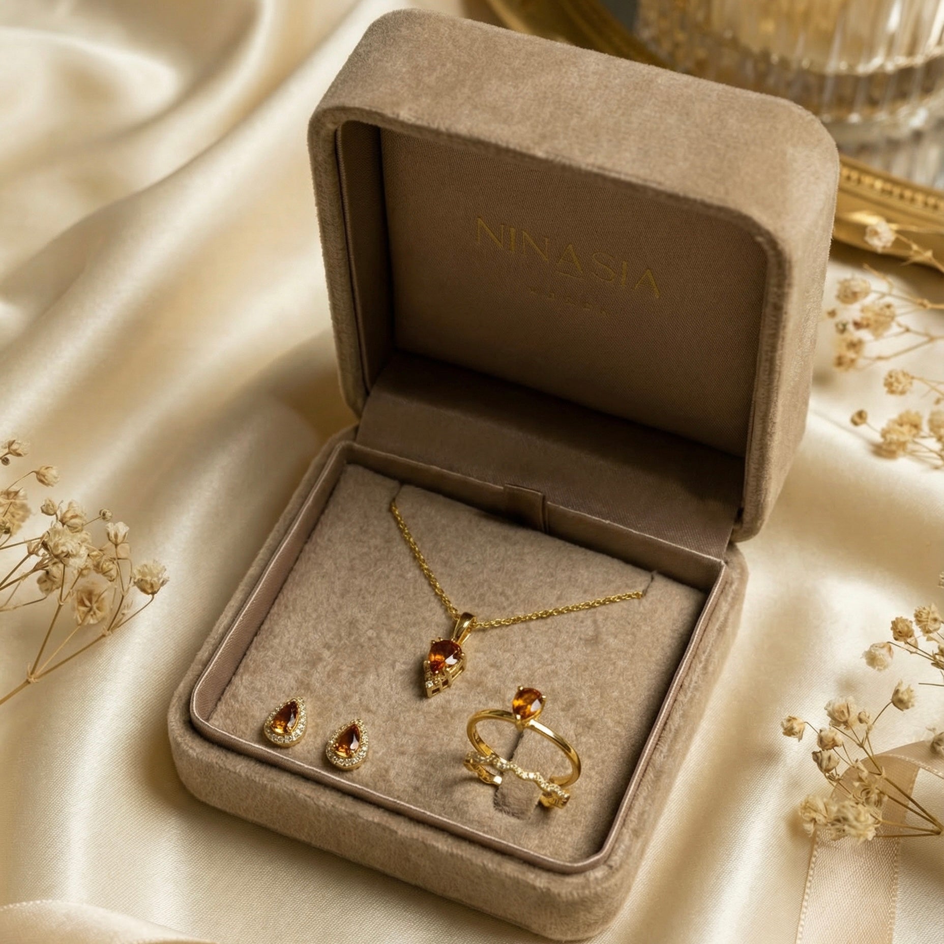 Dark Espresso Set made of 925 silver, 18K gold plated