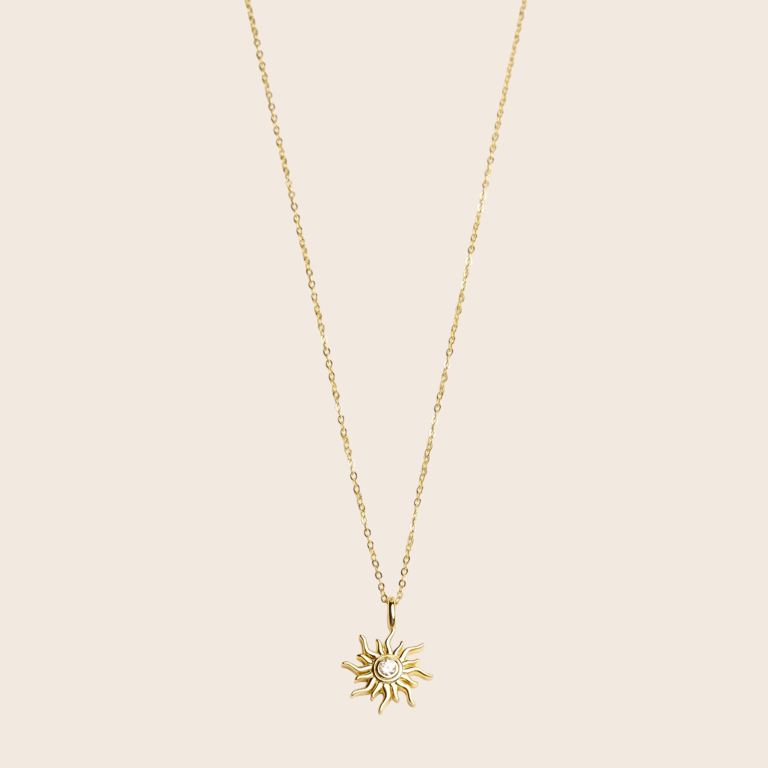 Sonne mit Zirkonia Halskette aus 925 Silber 14K vergoldet