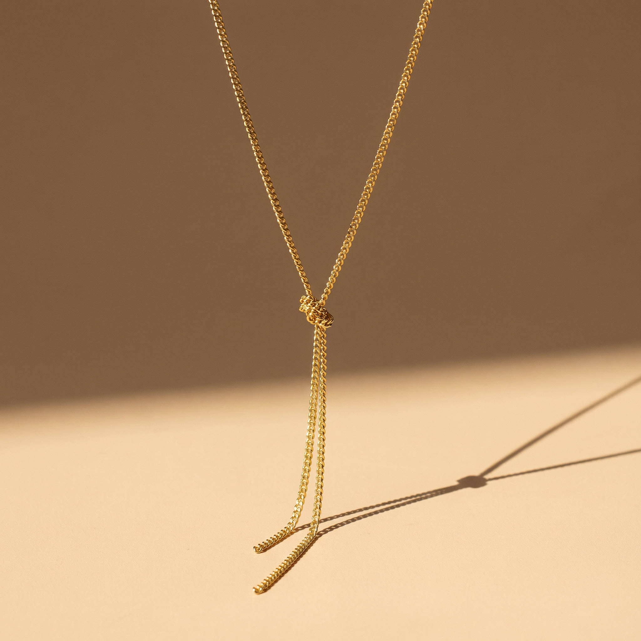 Massives Y-Collier mit Knoten aus 925 Sterling Silber 18K vergoldet – 60 cm - NINASIA