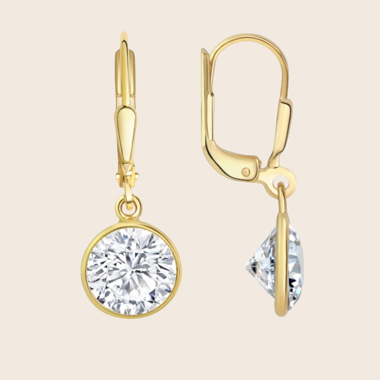 333 gold earrings with zirconia Ø 8mm - round earrings