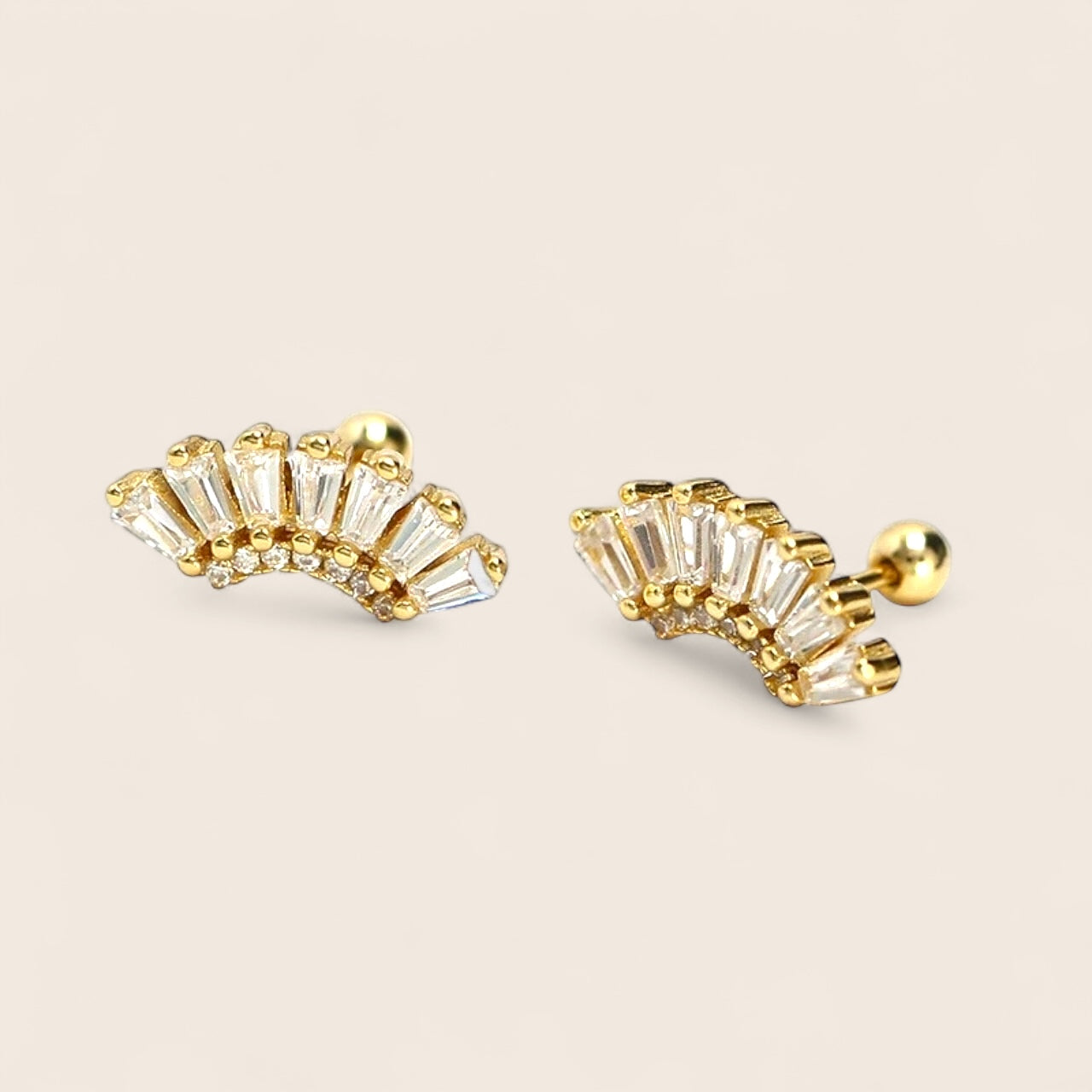 Croissant de lune et cercle – boucles d'oreilles à tige modernes en argent 925 plaqué or 18 carats