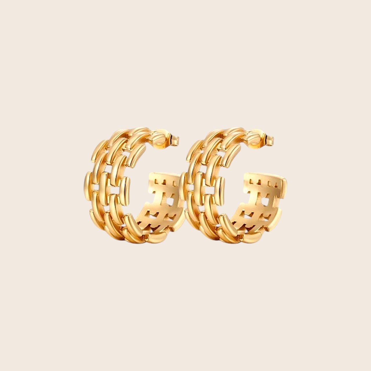 Chunky Chain Hoop Earrings – 18K Gold Plated Stainless Steel