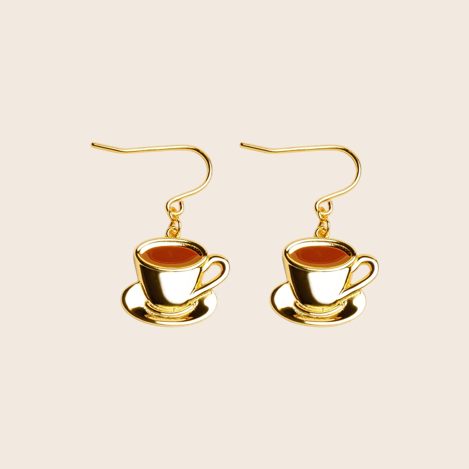 Golden Brew Coffee lover Ohrhänger - Ohrringe mit Kaffeetasse Design - Aus 925 Silber 18k vergoldet