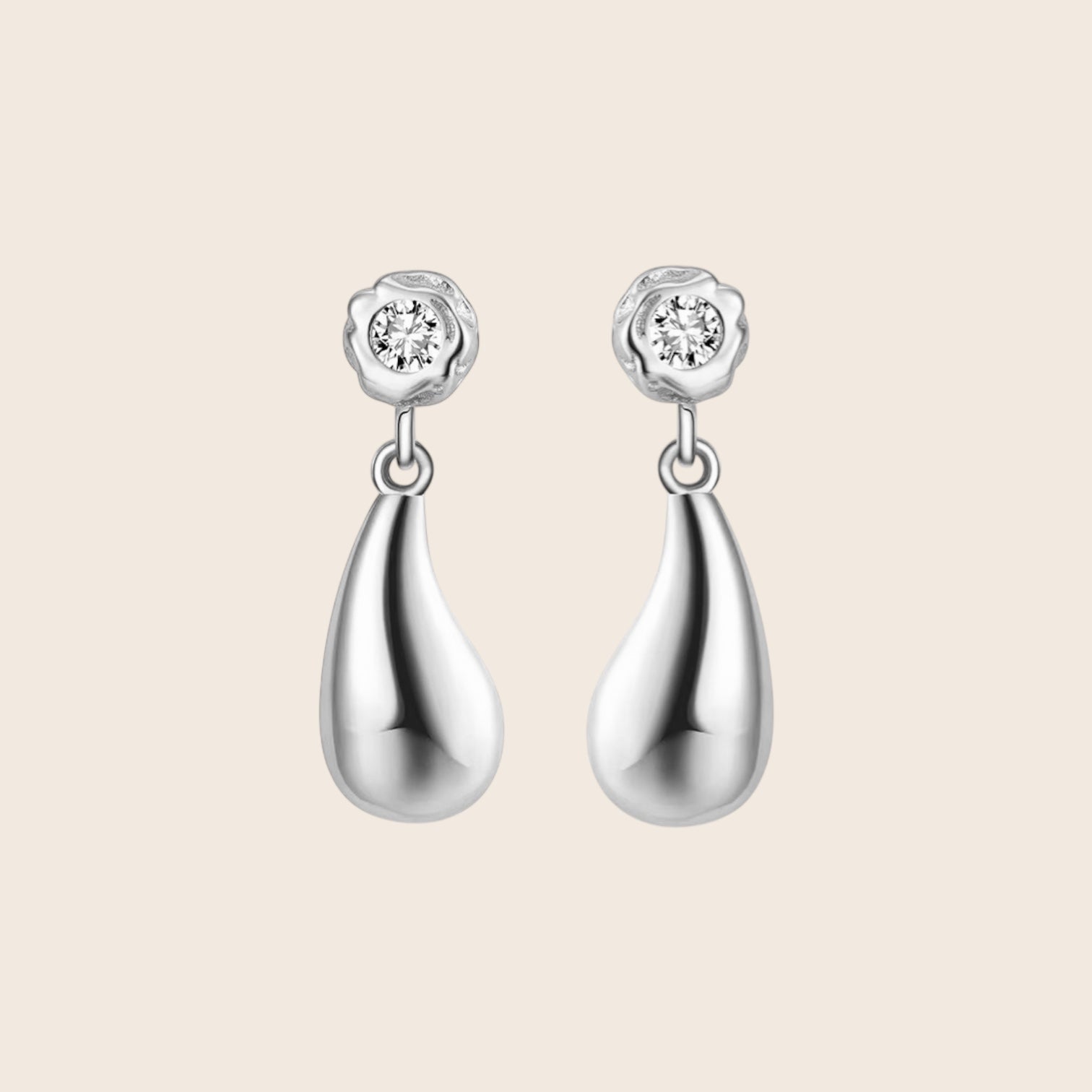 Minimalistische Tropfen Ohrstecker mit Zirkonia – Ohrringe aus 925 Silber oder 925 Silber 14K vergoldet - NINASIA