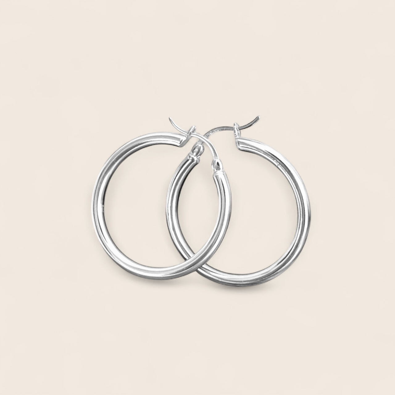 Klassische massive runde Hoops – 30 mm Ohrringe aus 925 Silber oder 18K vergoldetem 925 Silber