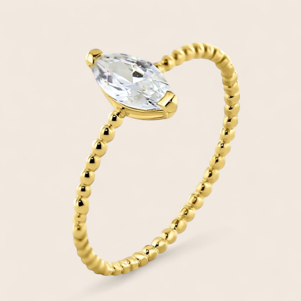 585 gold ring with zirconia - Marquise design ladies' ring