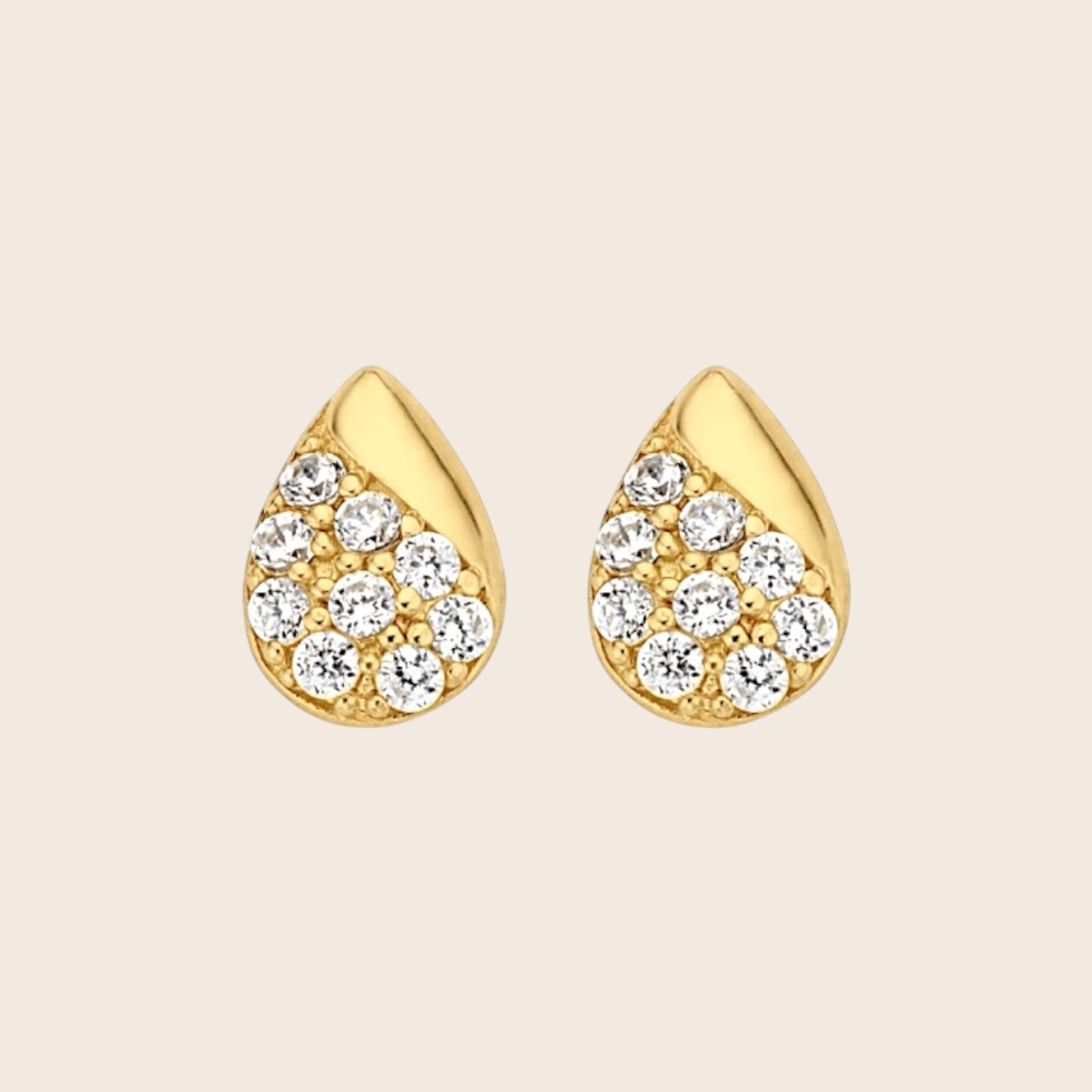 585 Gold Tropfen Ohrstecker mit 18 Zirkonia Drop Ohrringe