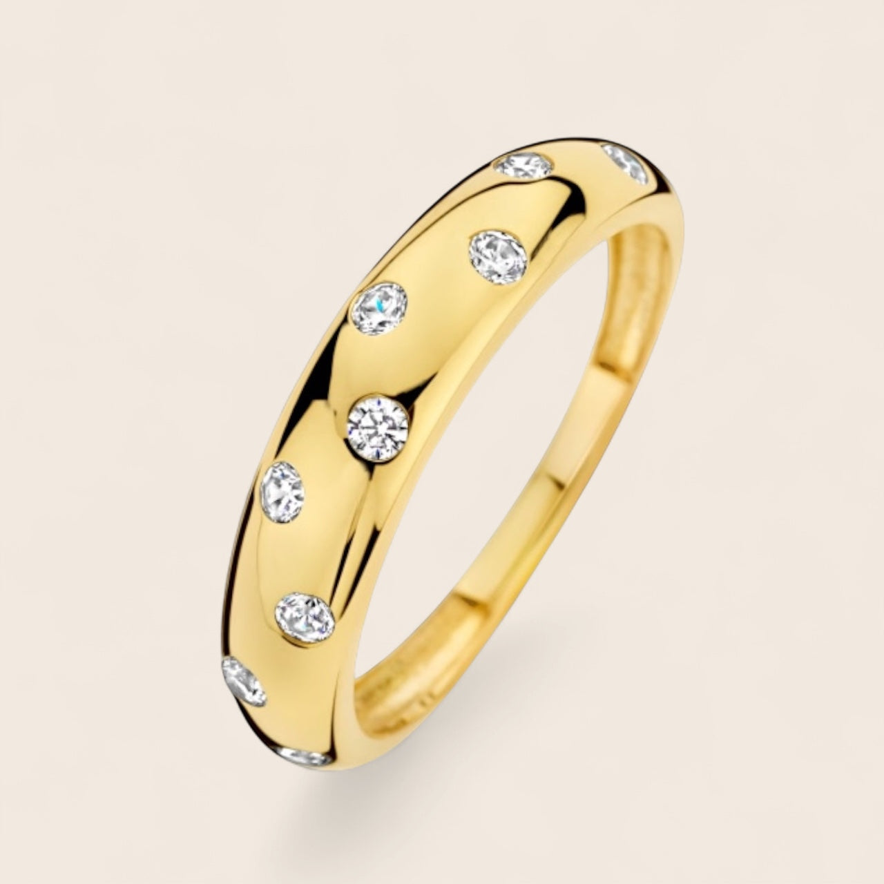 585 Gold eleganter Ring mit 10 Zirkonia