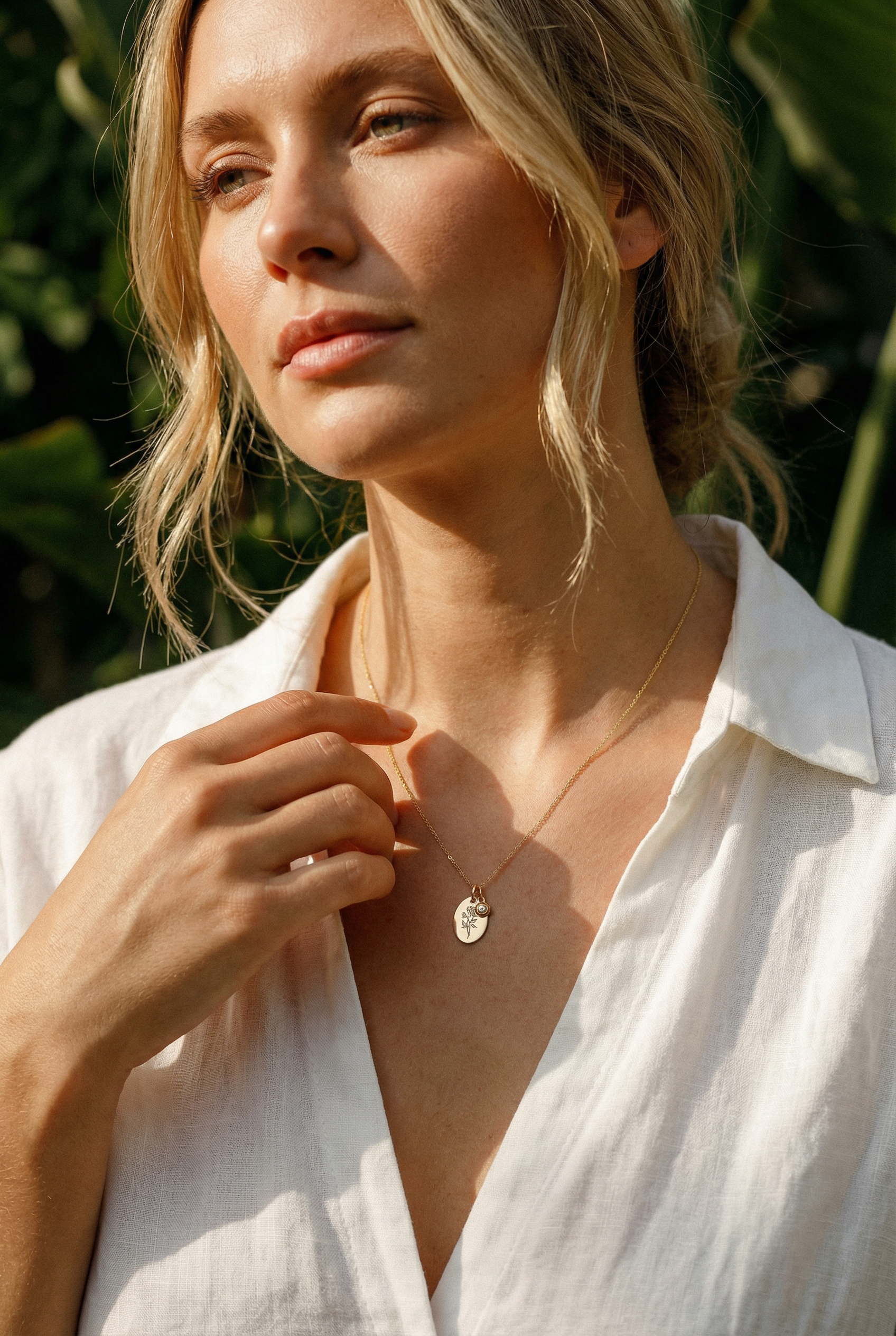 Personalisierte Halskette mit Geburtsblumen- und Geburtsstein-Anhänger aus 925 Silber oder Silber vergoldet - NINASIA