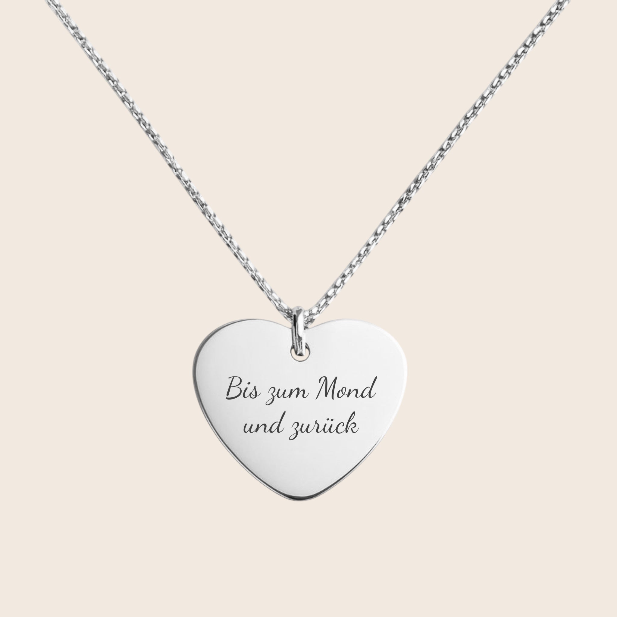 Personalisierte „Bis zum Mond und zurück“ Gravur herzförmige Halskette – 925 Silber 18K vergoldet