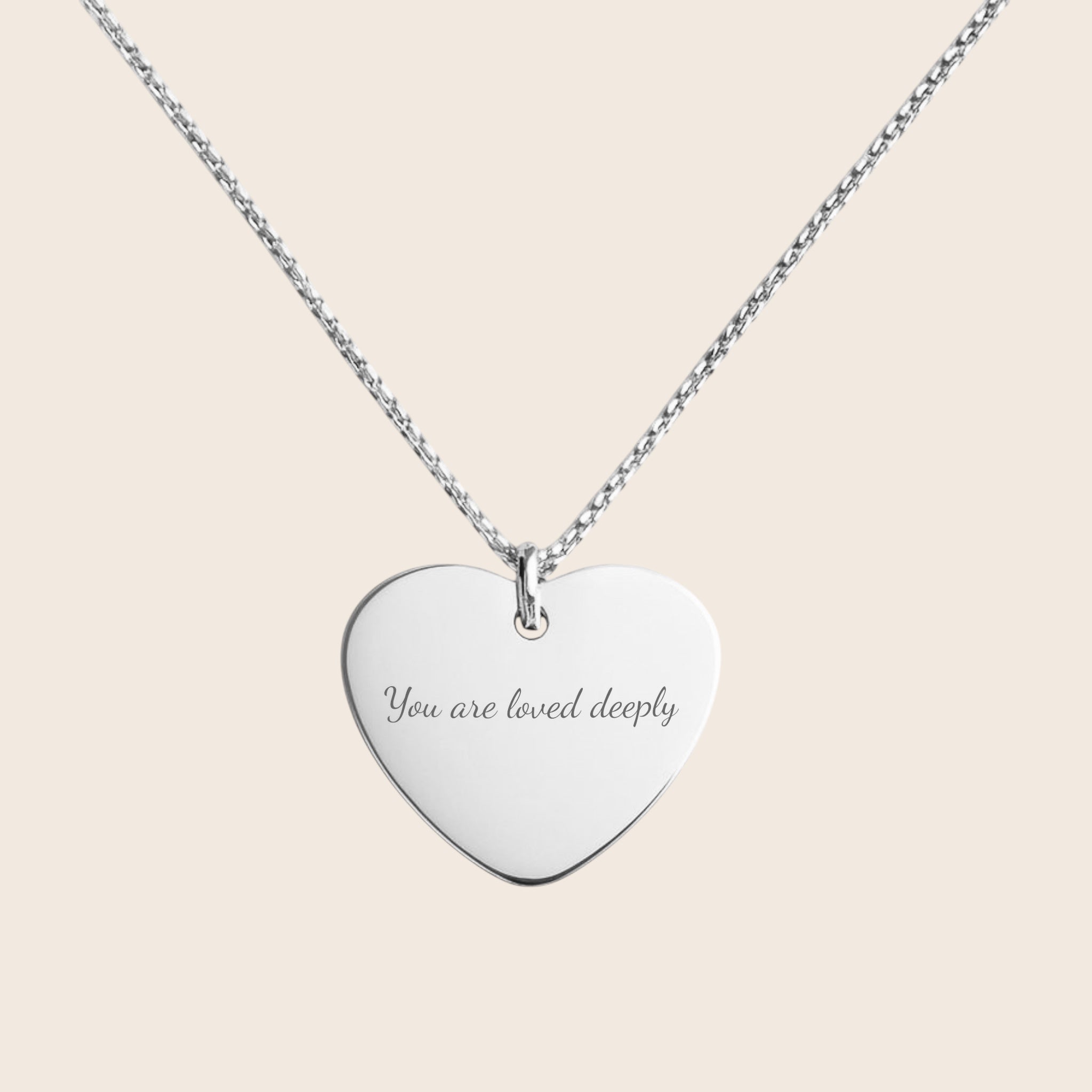 Personalisierte „you are loved deeply“ Gravur herzförmige Halskette – 925 Silber 18K vergoldet