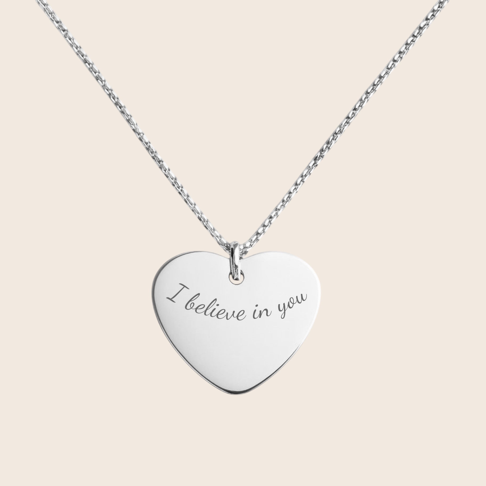 Personalisierte „I believe in you“ Gravur herzförmige Halskette – 925 Silber 18K vergoldet