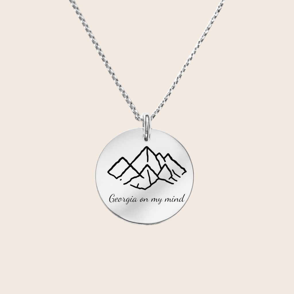 Heimat Schmuck - Georgia on my mind Halskette - Heimat Schmuck 925 Silber 18K vergoldet Geschenk für Georgier mit Bergmotiv