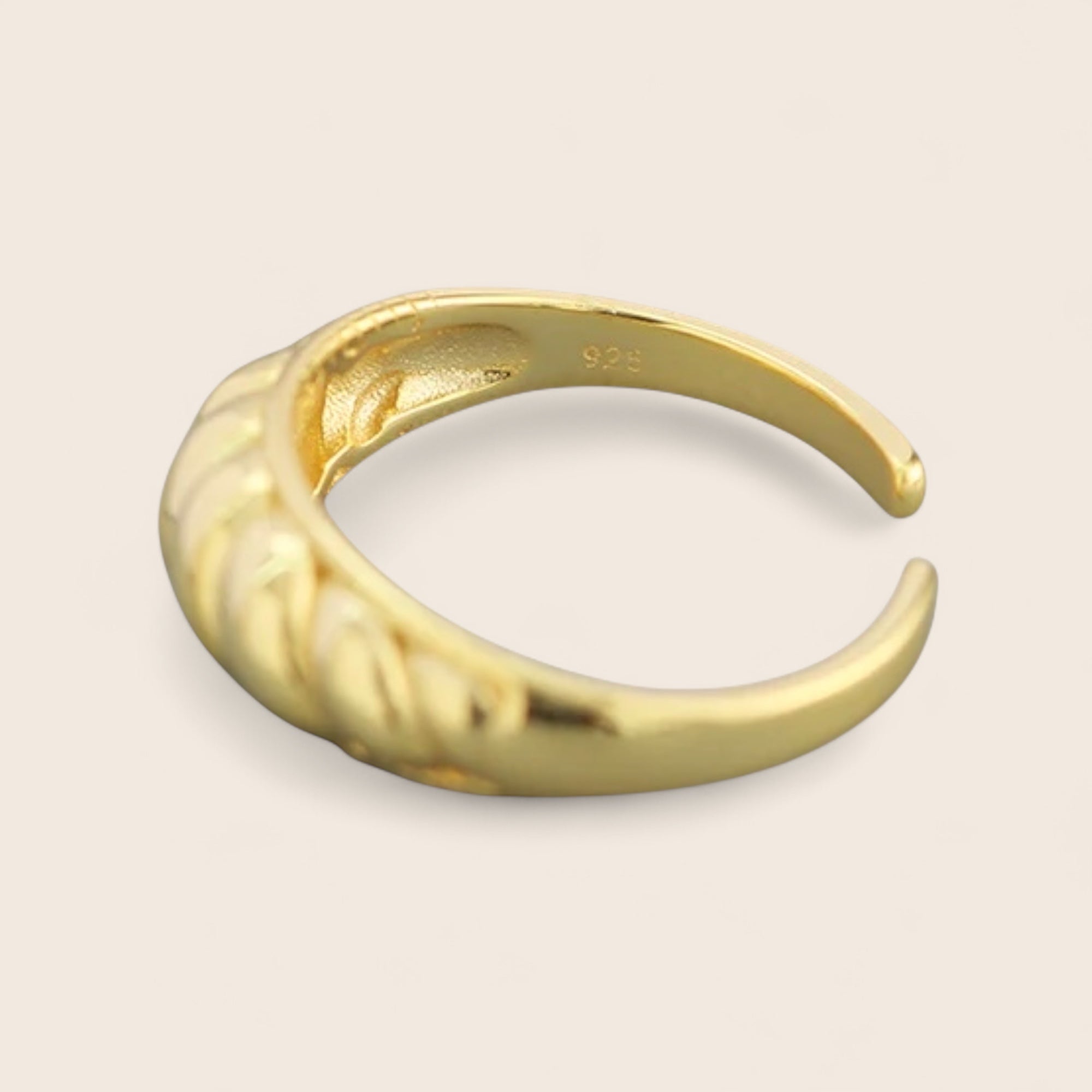 Bague géométrique croissant en argent 925 plaqué or