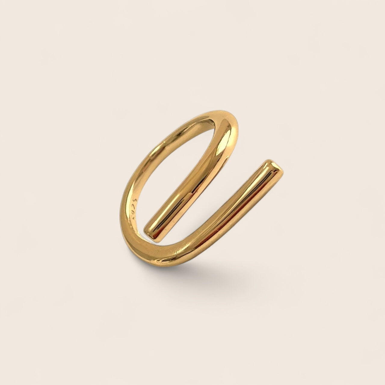 Bague design en argent 925 plaqué or