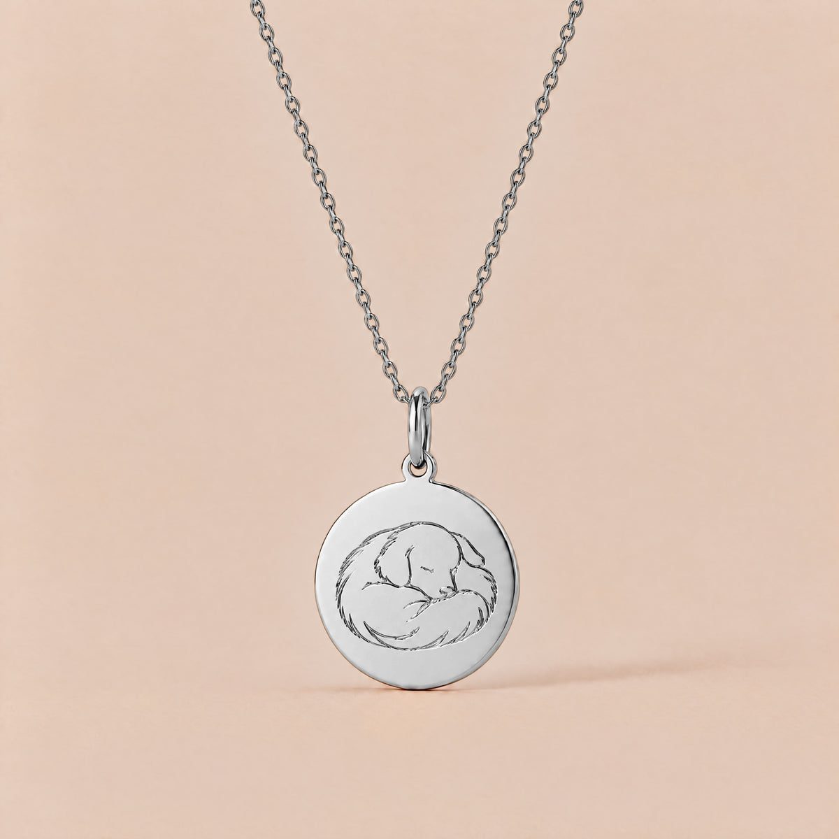 Mein Seelentier – Hund | Symbolische Halskette für Hundeliebhaber | Runder Anhänger mit oder ohne Halskette | Edelstahl mit hochwertiger IPG-Vergoldung