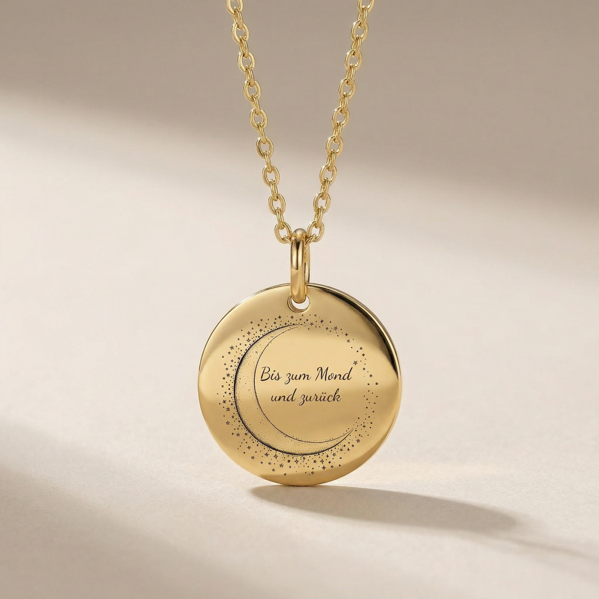Personalisierte Halskette – Mond Anhänger - I love you to the moon and back - aus 925 Silber oder Silber vergoldet - NINASIA