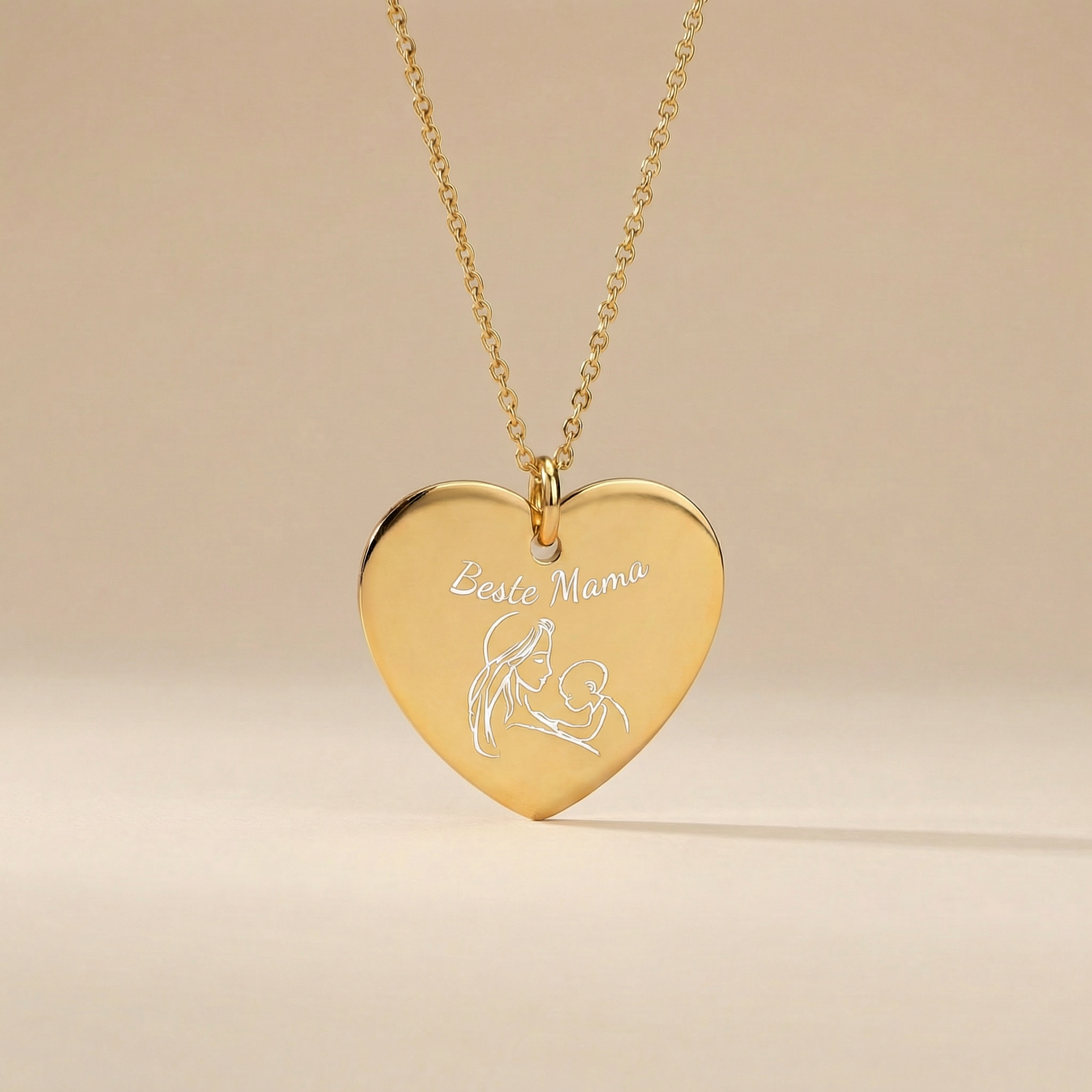 Personalisierte „Beste Mama“ Gravur herzförmige Halskette – 925 Silber 18K vergoldet - NINASIA