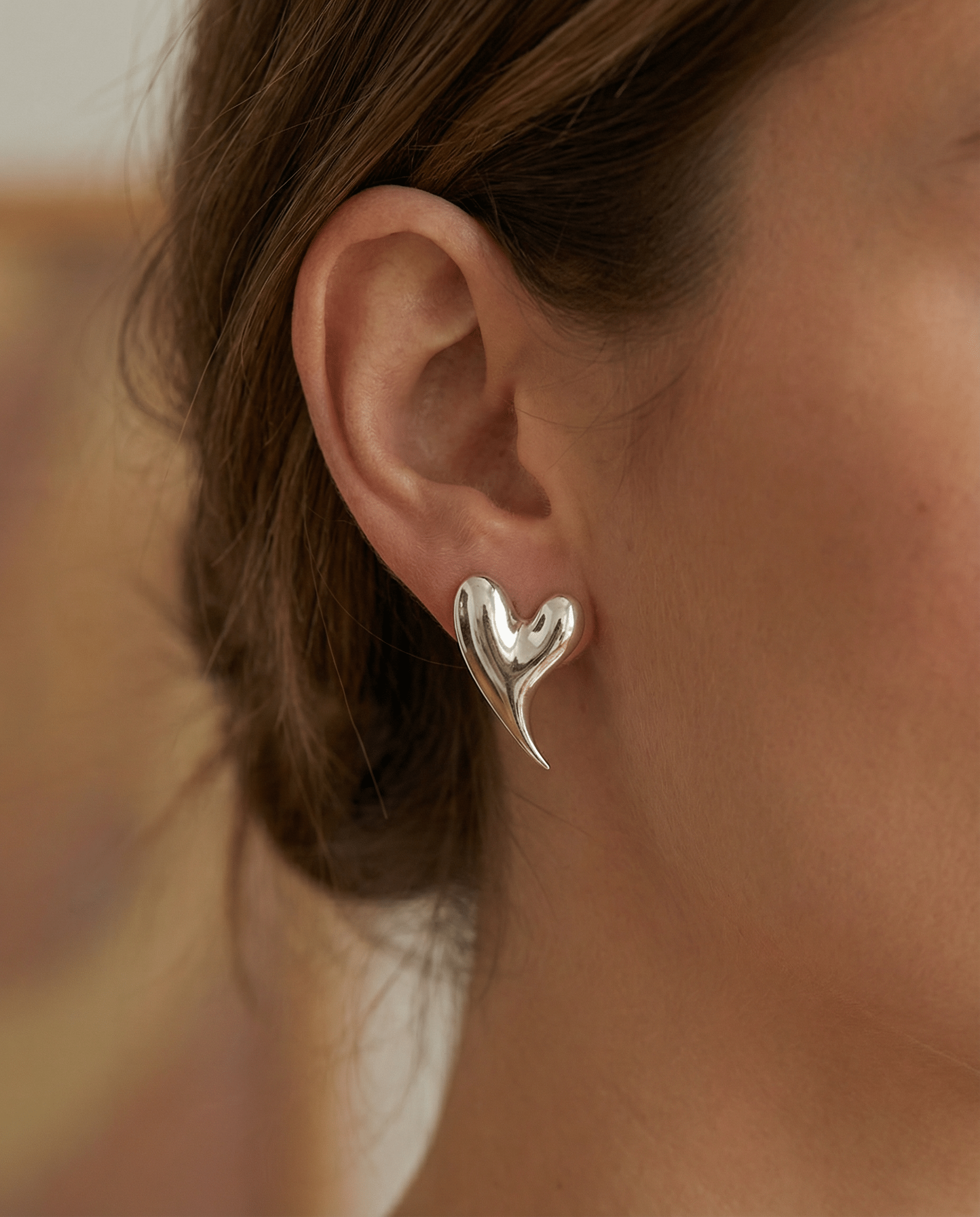 Large XL heart earrings in gold or silver look made of stainless steel