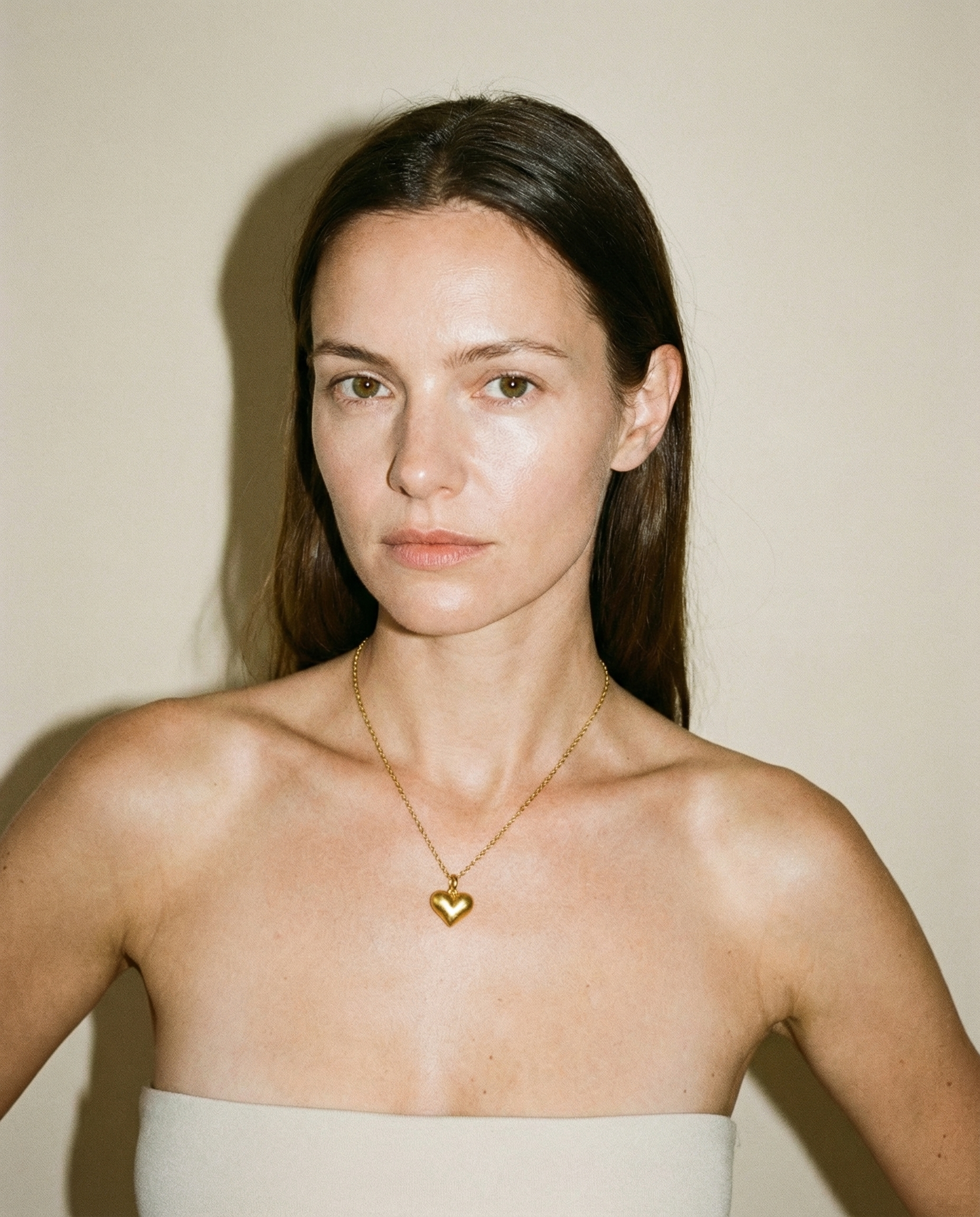 Halskette 3D-Herz Anhänger mit matter Struktur 925 Silber 18K vergoldet