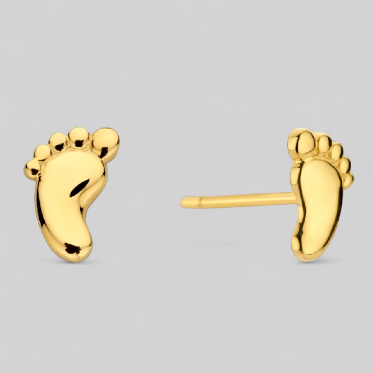 585 Gold Baby Feet Stud Earrings – My Little Miracle – Birth Gift for Mom