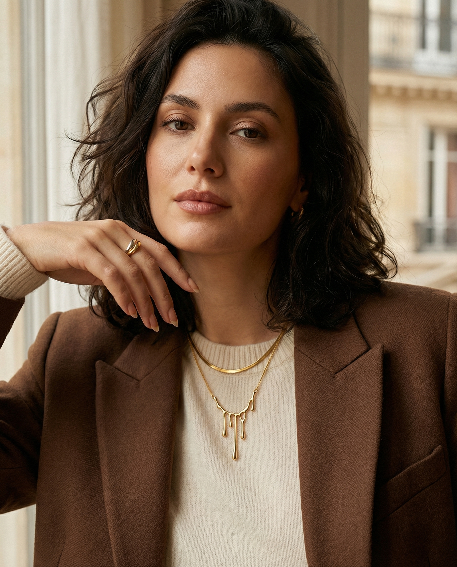 Extravagante romantische Tropfen Halskette 925 Silber 18K vergoldet