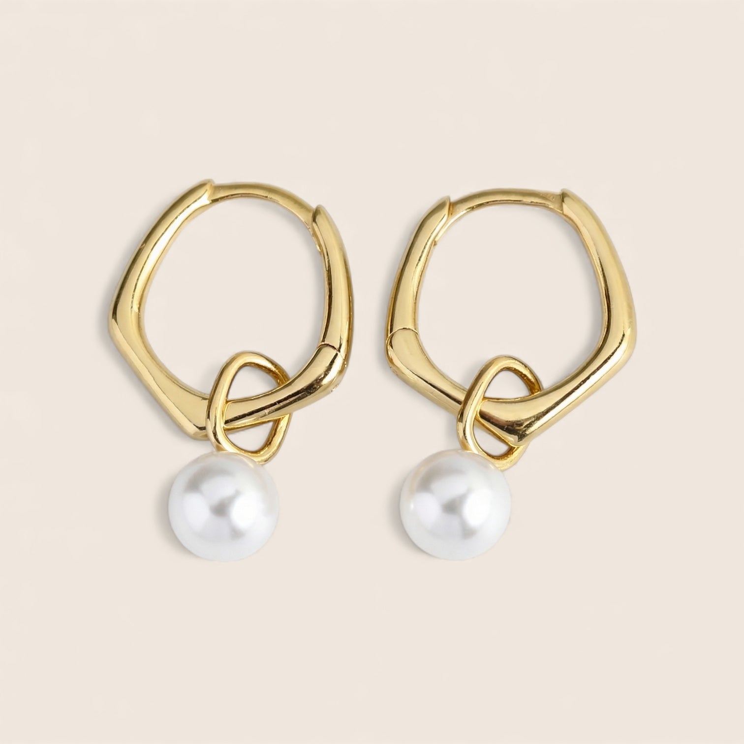 Perlen-Creolen – Minimalistische klassische Ohrringe aus 925er Silber 14K vergoldet