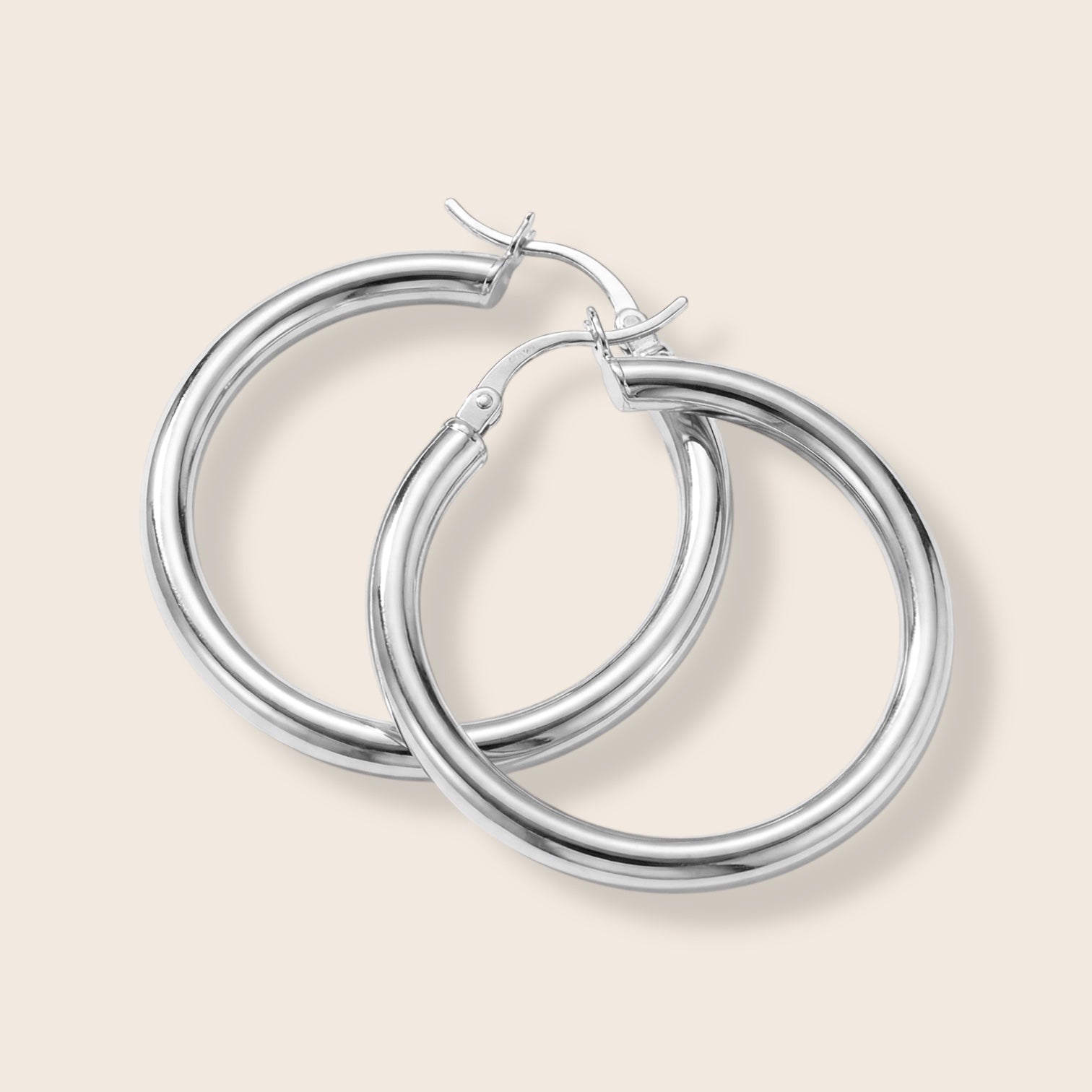 Klassische massive runde Hoops – 30 mm Ohrringe aus 925 Silber oder 18K vergoldetem 925 Silber