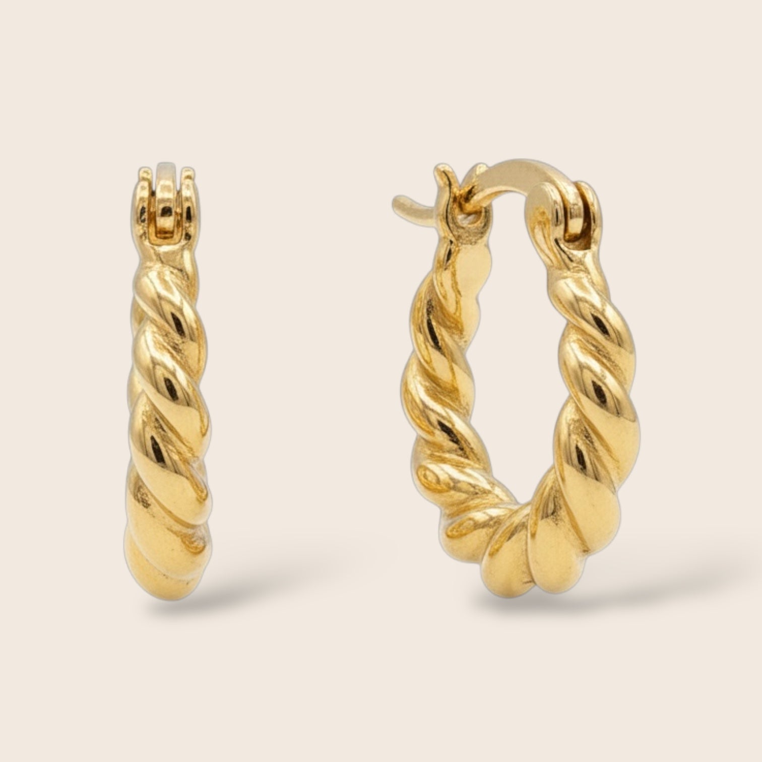 Mini Twisted Croissant U-förmige Creolen minimalistisch, aus 925er Silber 14K vergoldet