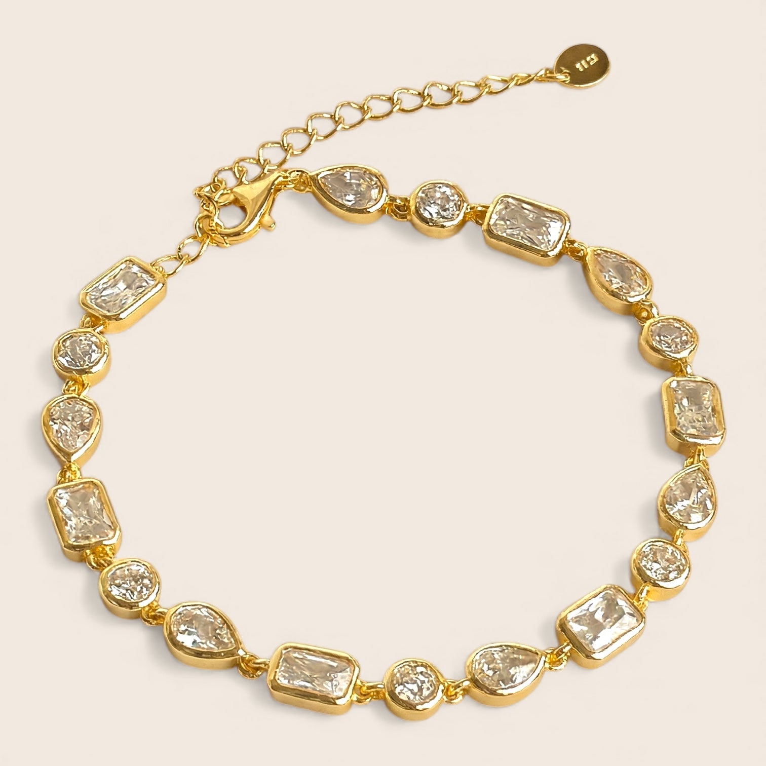 Strahlende Armkette mit großen Zirkonia-Steinen – 925 Silber 14K vergoldet